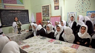 Classes in Physics and Chemistry being conducted at the Female Experimental High School in Herat.